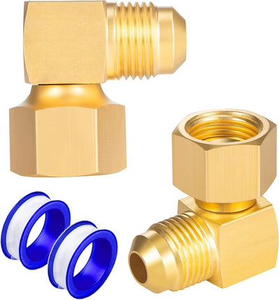 2 Pzas Conector Codo 90° Latón 3/8pulg Hembra Giratoria Flare