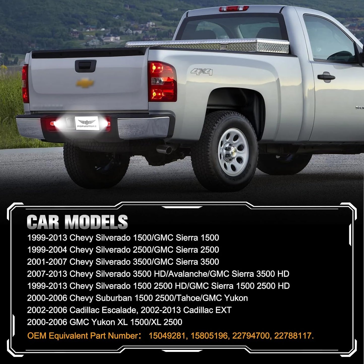 Lámparas LED placa Chevy Silverado GMC Sierra