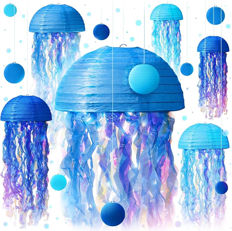 Faroles papel medusas y burbujas decoración fiesta sirena