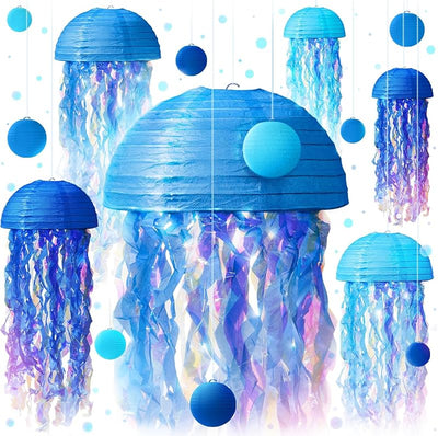 Faroles papel medusas y burbujas decoración fiesta sirena
