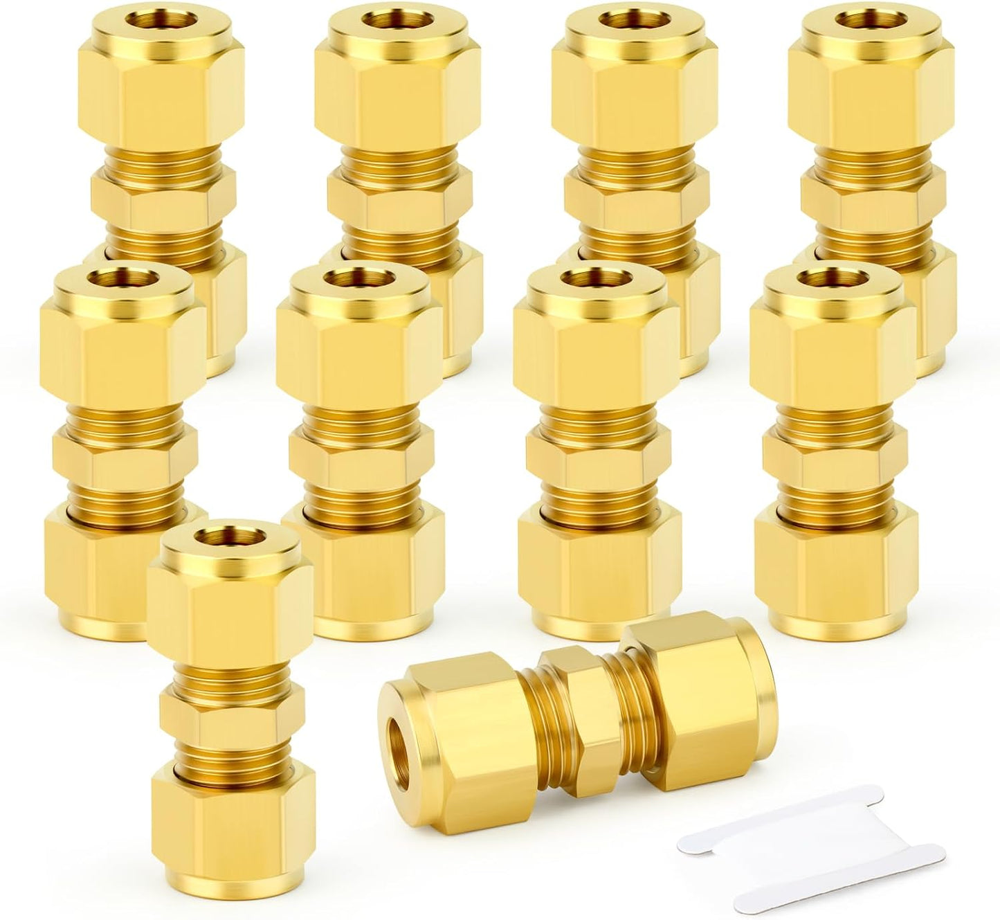 Conector tubo compresión latón 10 Uds. OD 10