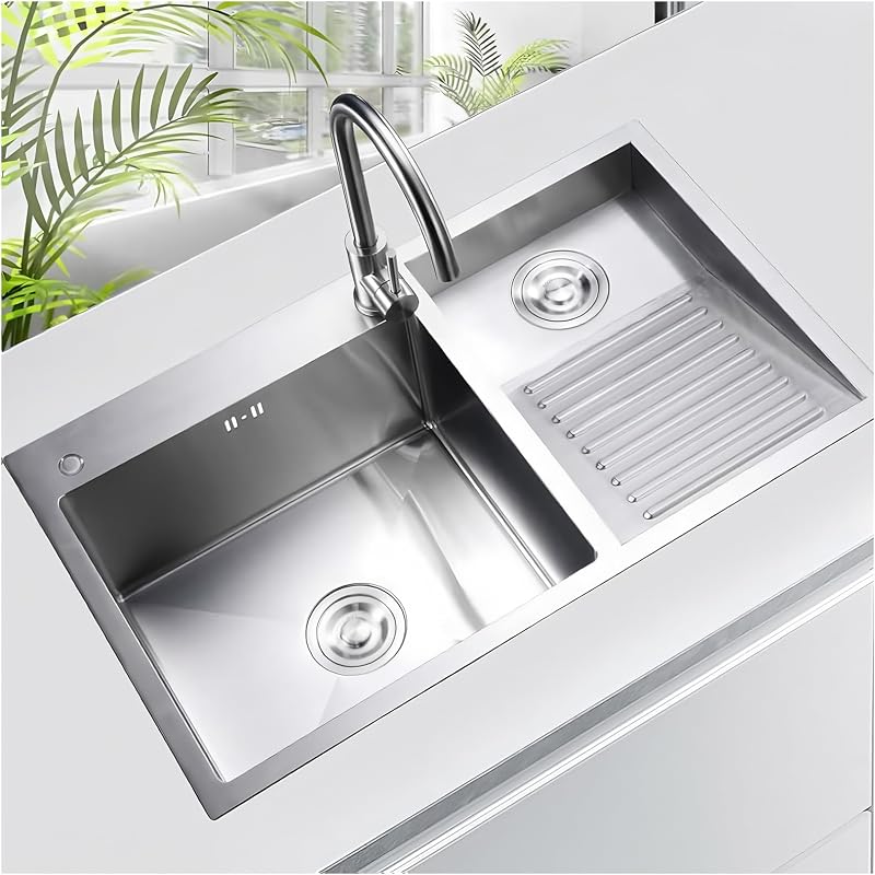 Fregadero acero inox doble tazón 27.5" cocina lavandería