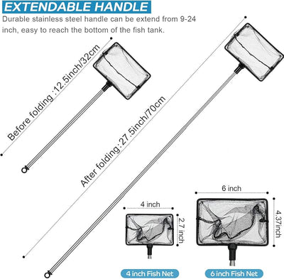 Redes acuario malla extensible acero inox 12.5-27.5pulg