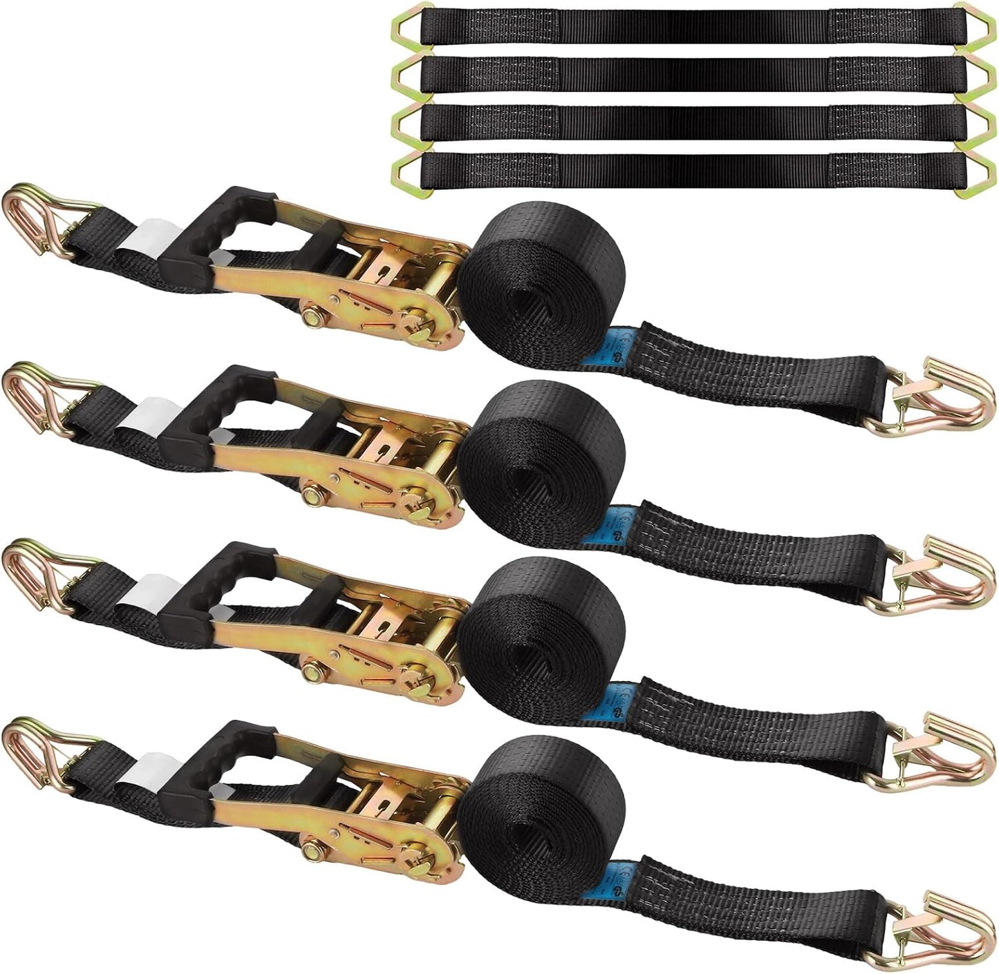 4 Correas amarre auto remolque 2x10pulg 2x36pulg con