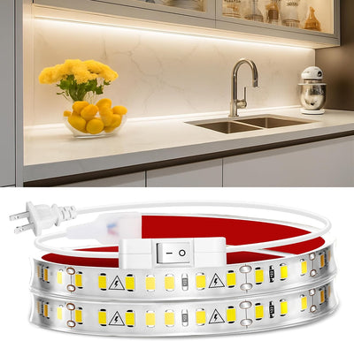 Tira luz LED enchufable 24pulg blanco cálido para gabinete cocina