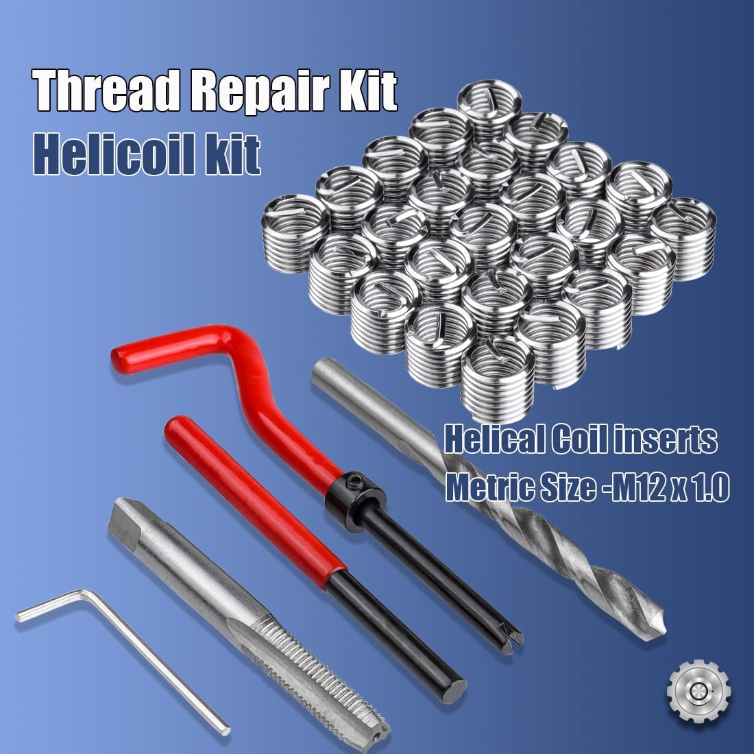 Kit reparación roscas M12x1.0mm Helicoil herramientas