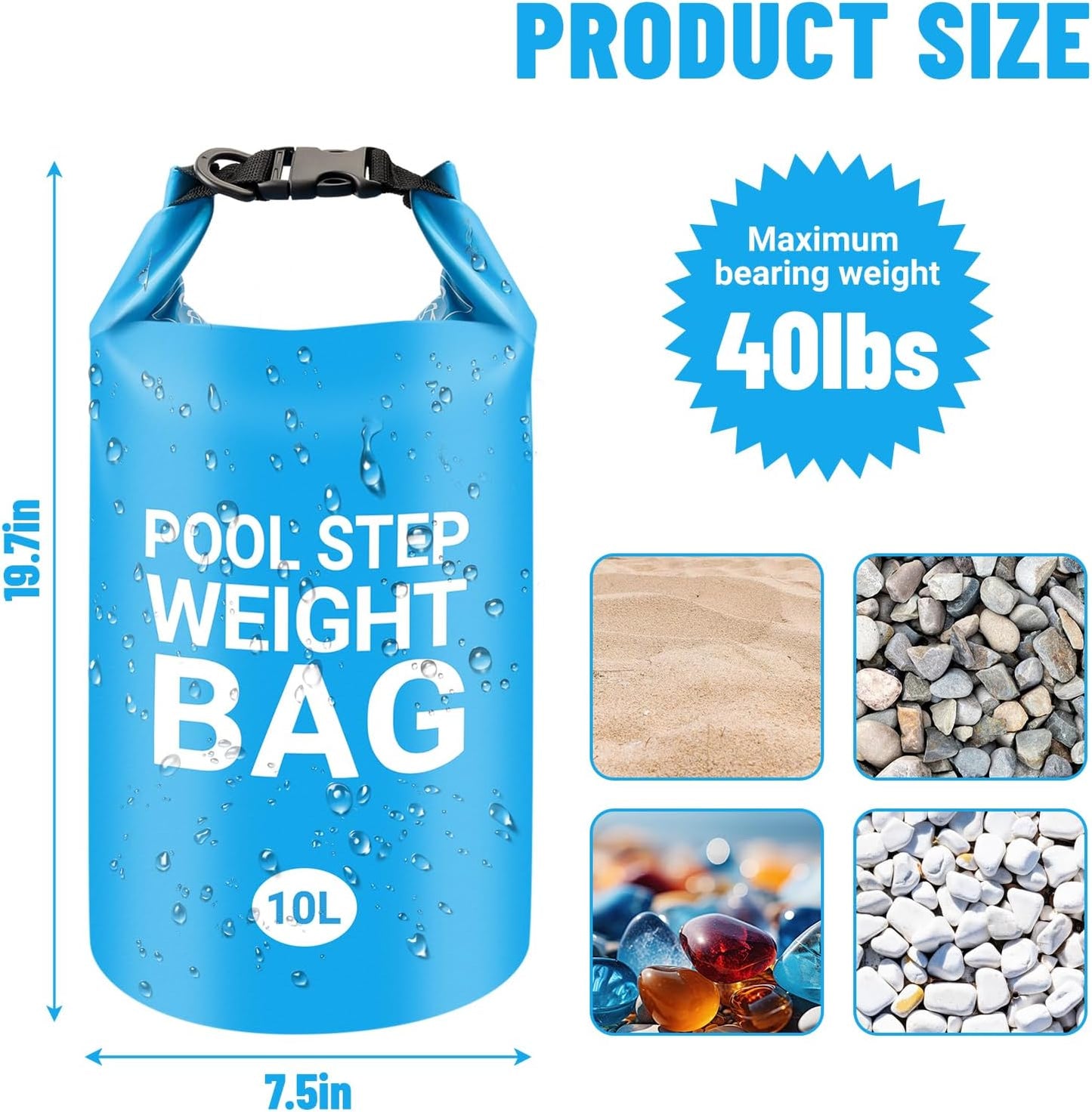 2 Pzas Bolsas Arena Piscina PVC 500D 20L Impermeables