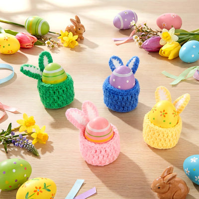 4 Pzas Soportes Huevos Pascua Decorativos con Orejas Conejo
