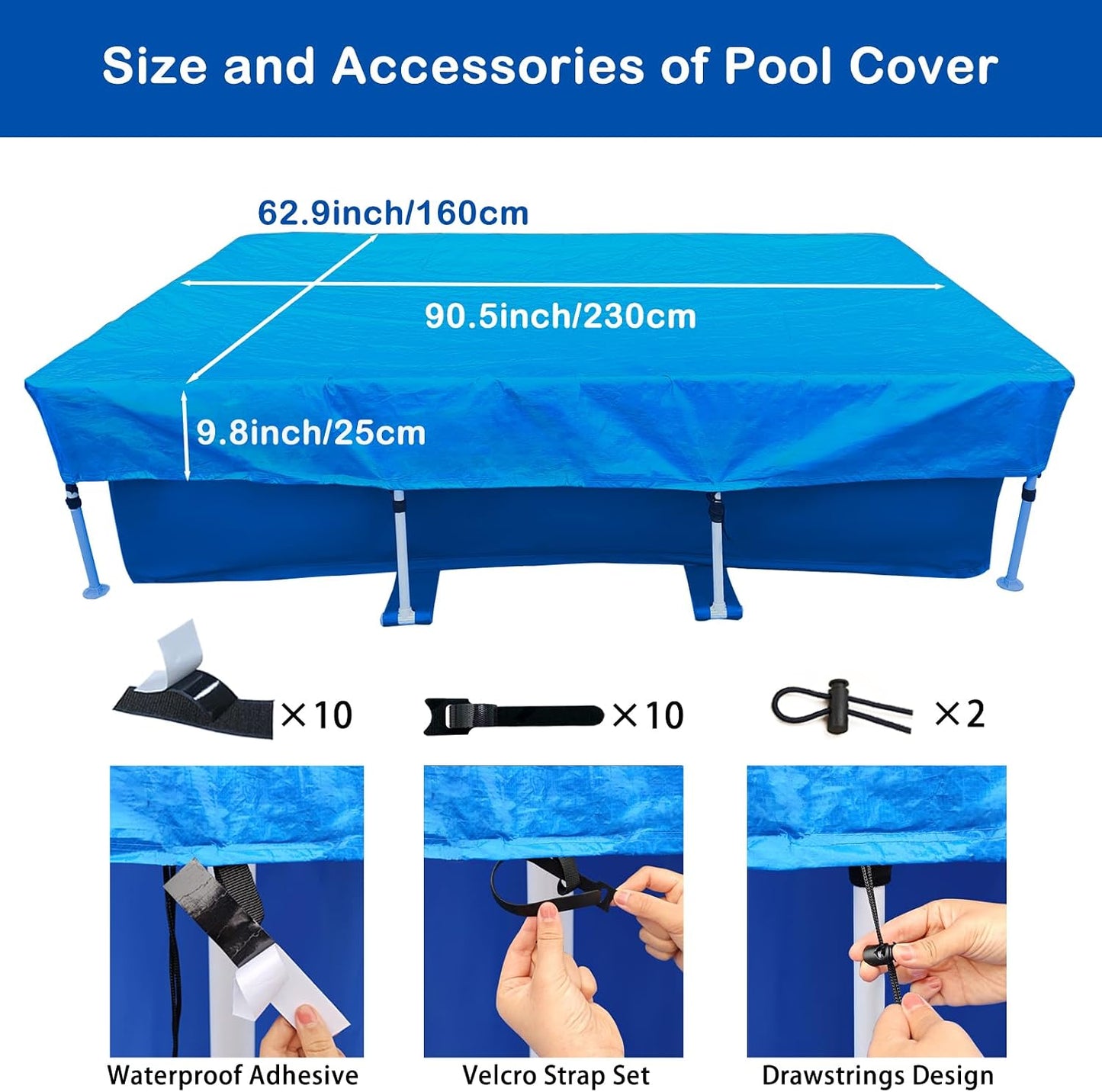 Cubierta piscina rectangular 87x59" azul