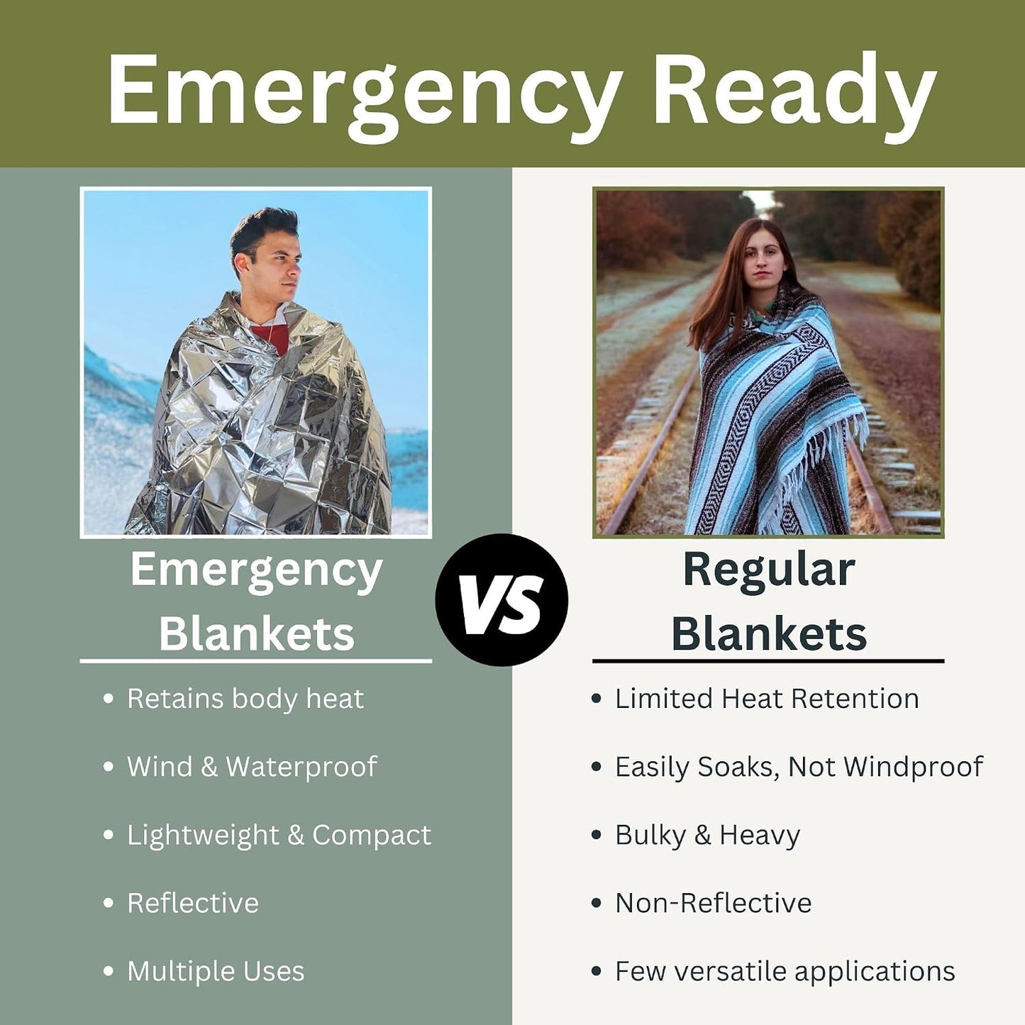 25 Manta térmica Mylar 52x84" para emergencias camping