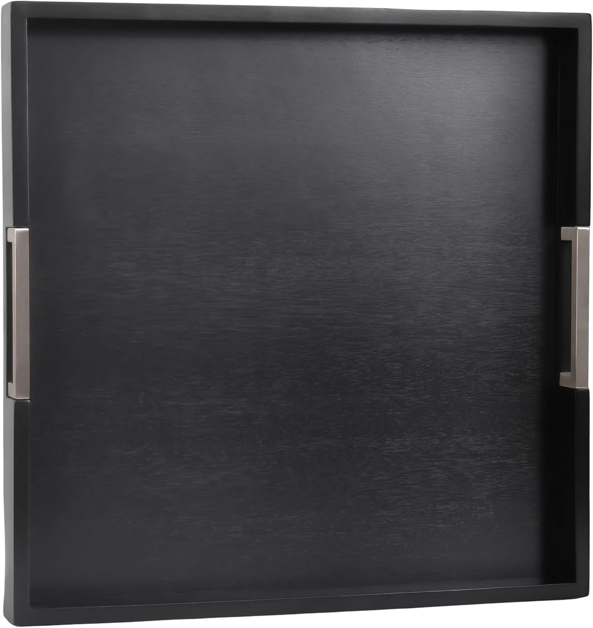 Tray Rectangular Madera con Manillas Negro 22x22x2pulg