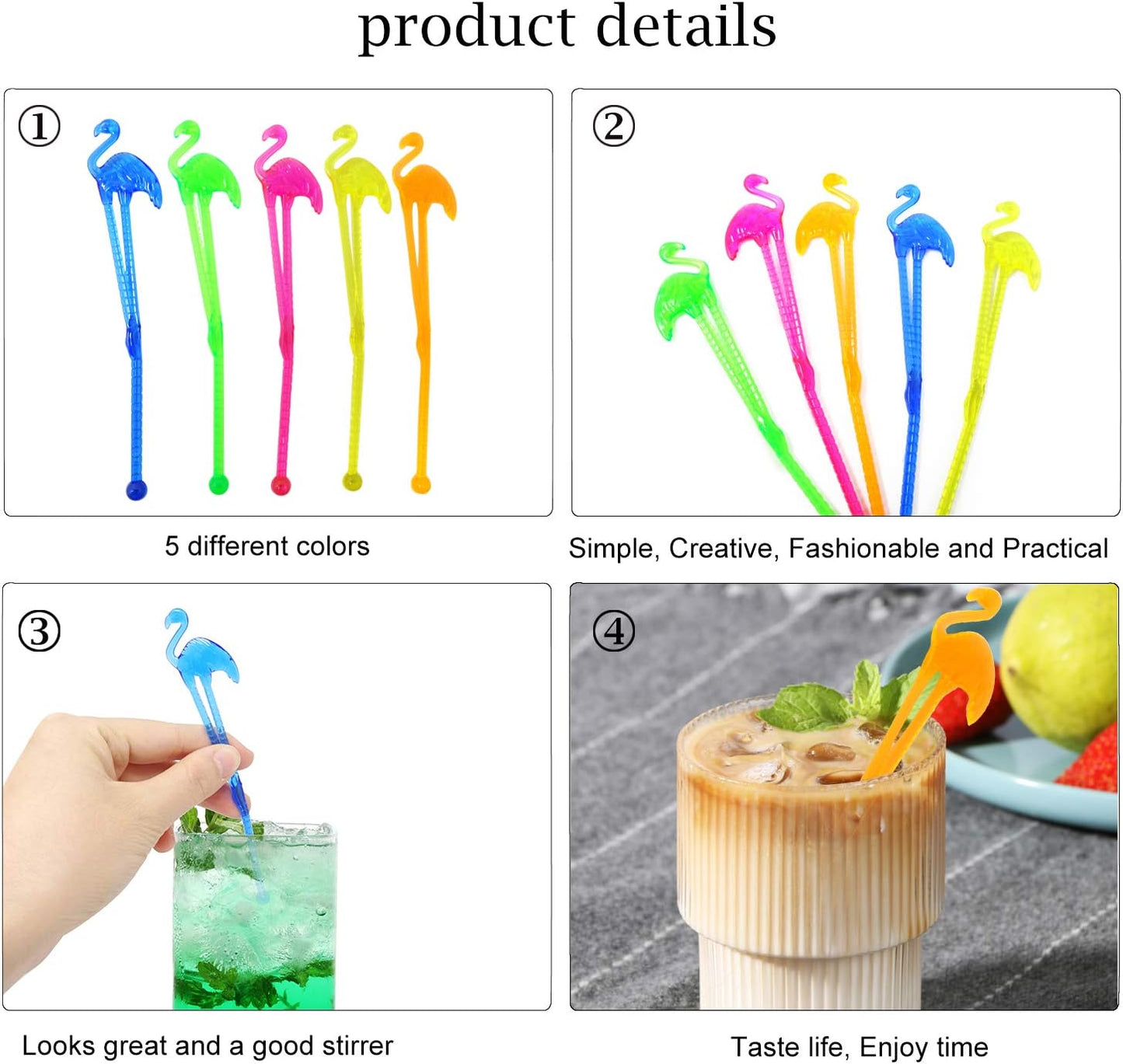 50 Pzas Stirrers Cóctel Flamingo Tropical