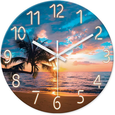 Reloj pared náutico azul playa 12pulg redondo silencioso