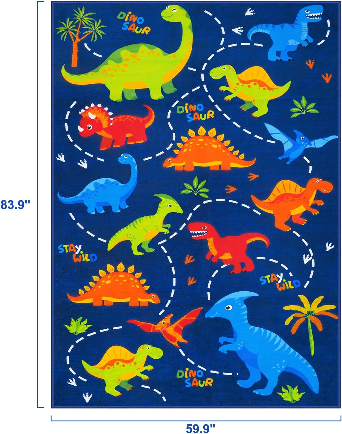 Alfombra dormitorio niños 5x7m azul dibujos animados