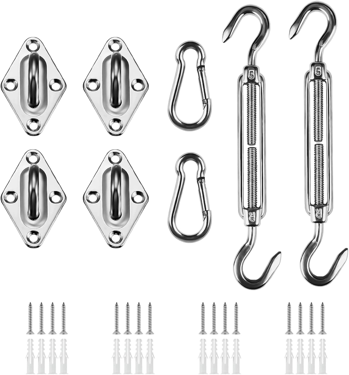 Kit accesorios toldos acero inox triángulo cuadrado