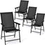 Set 4 sillas plegables tela respaldo alto patio negro