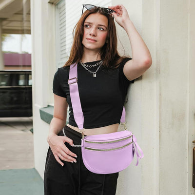Bolso cruzado mujer nailon grande correa ajustable púrpura