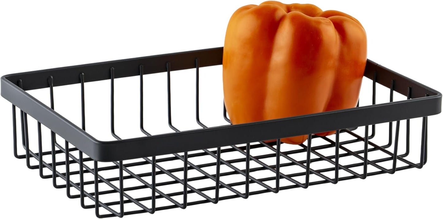 Cesta alambre almacenamiento gris 9x6x2"