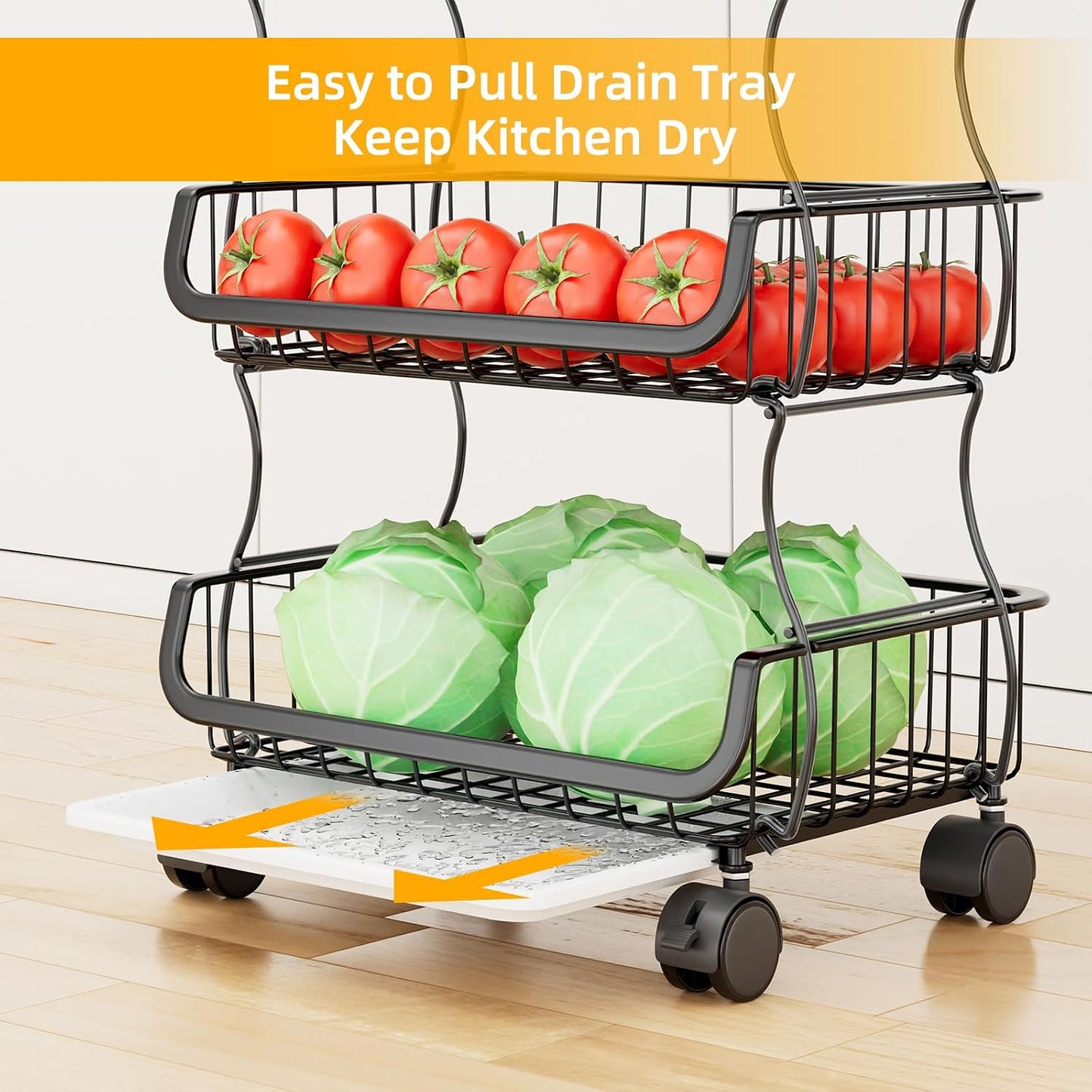 Carrito 6 niveles apilable con canastas y ruedas cocina