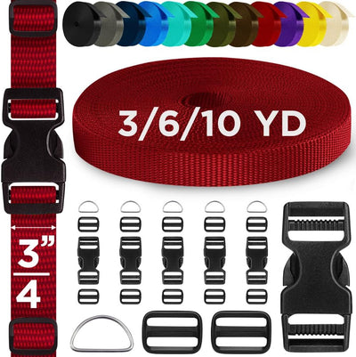 Kit correas nailon rojo 3/4pulg 6 yardas ajustables 12 clips Tri-Glide