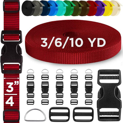 Kit correas nailon rojo 3/4pulg 6 yardas ajustables 12 clips Tri-Glide