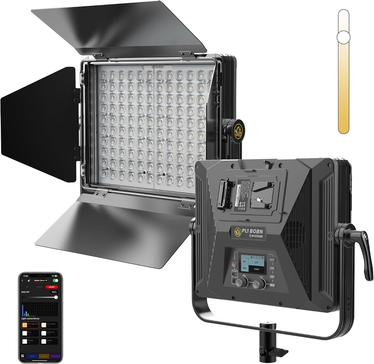 Luz LED bicolor 80W control Bluetooth 2700K-6500K estudio