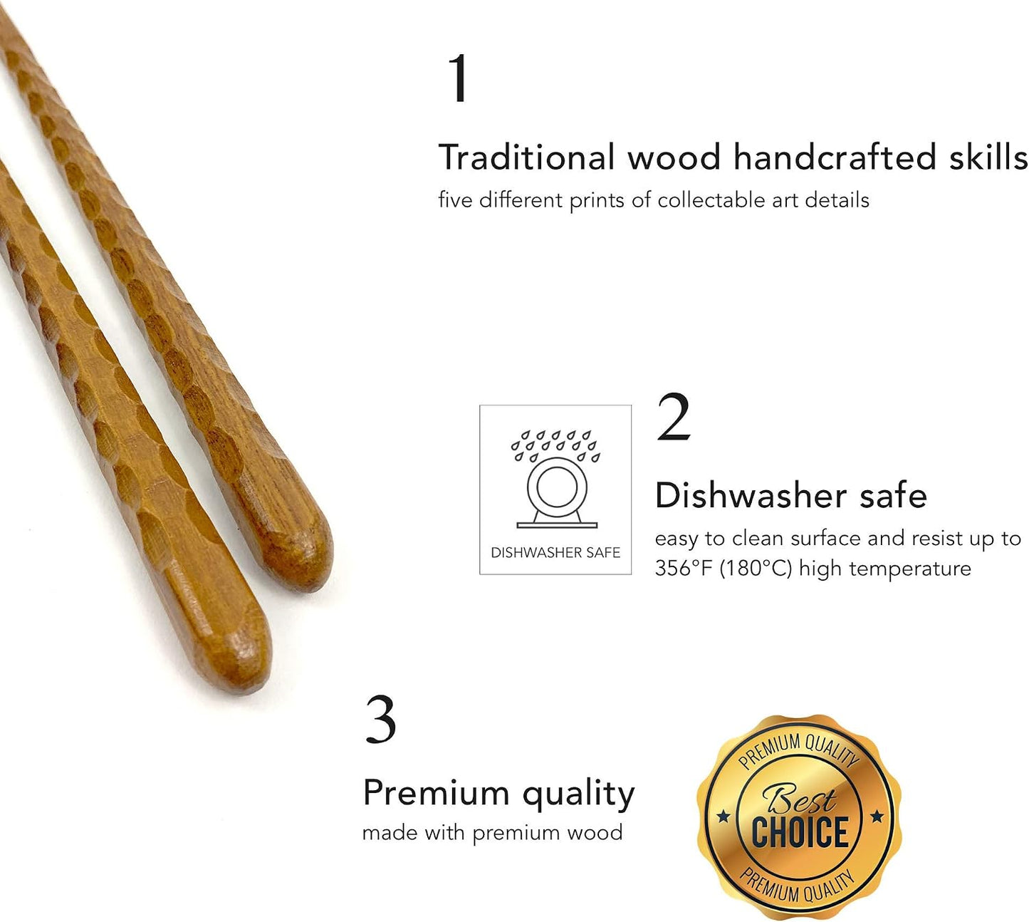 Set 2 palillos madera dura 9pulg regalo aptos lavavajillas