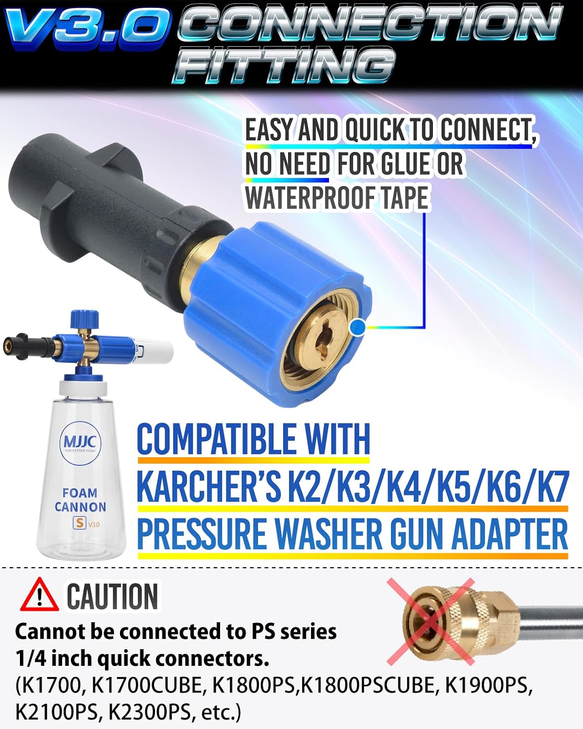 Conector cañón espuma comp K2-K7 Karcher azul