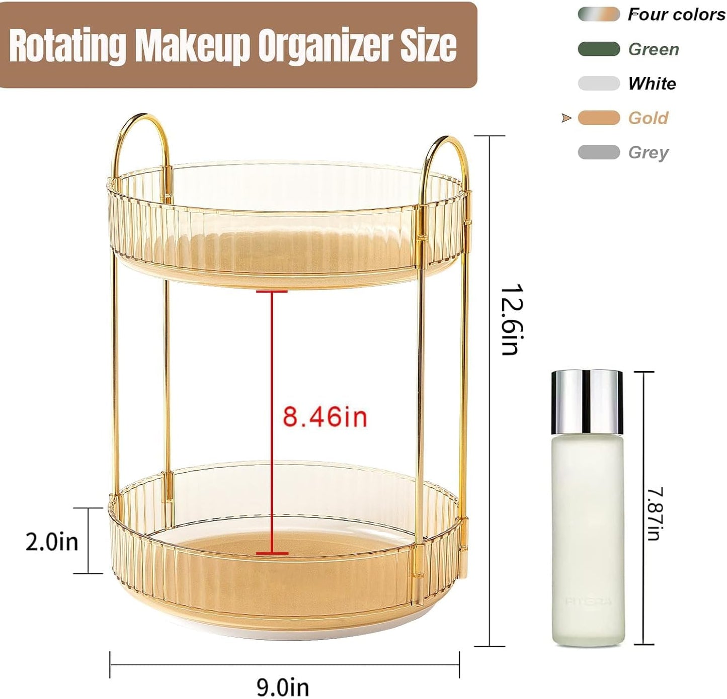 Organiz. giratorio maquillaje tocador estante baño