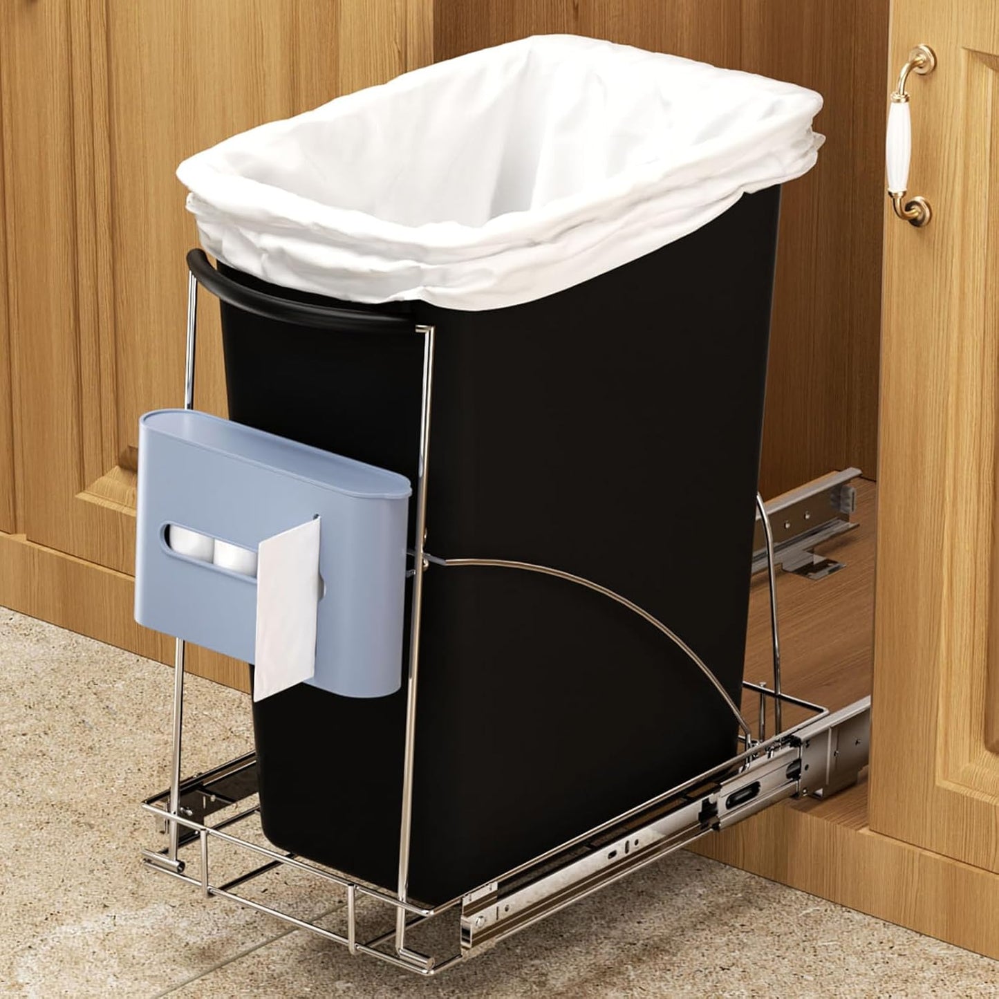 Cubo basura extraíble soporte bolsa cromado 125lb