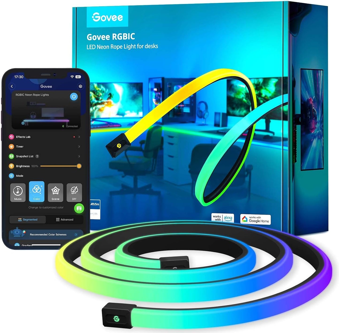 Luces neón RGB para escritorio 16.4ft sincronizan con Razer