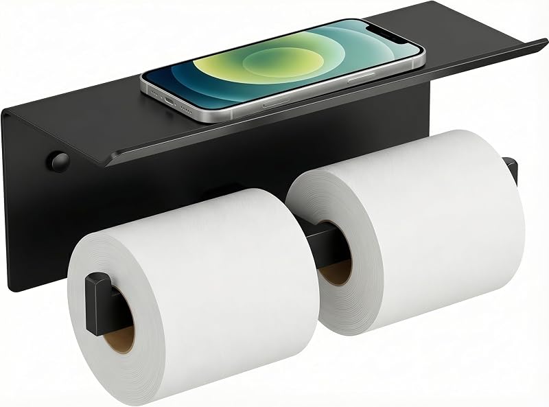 Soporte papel higiénico acero inox 304 doble negro mate