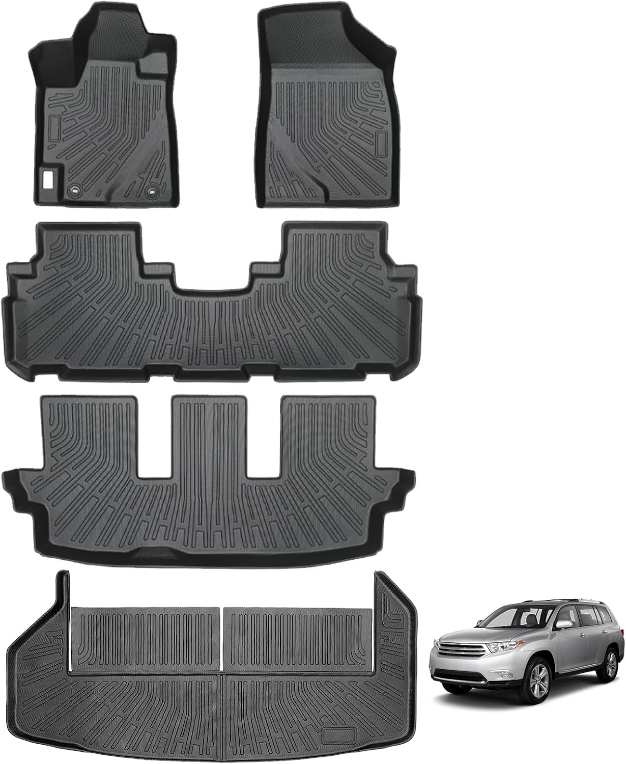 Alfombrillas TPE para Toyota Highlander 2008-13 1ª 2ª y 3ª
