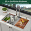 Fregadero cocina empotrable 33x22" acero inox con repisa
