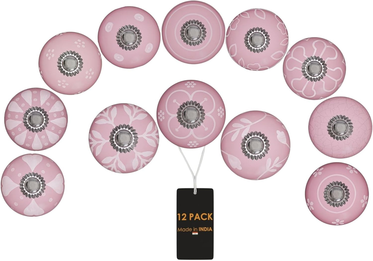 Pomos tocador rosa perillas cerámica flores pack 12