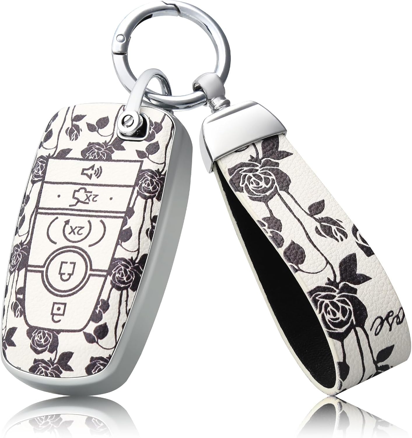 Funda llavero Ford TPU piel protección completa rosa blanca