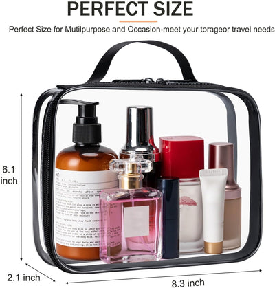 Bolsa aseo TSA transparente con asa 2 pzas para viaje negro