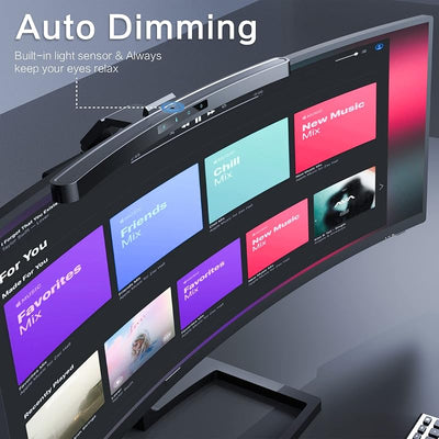 Barra luz curva monitor control remoto sin deslumbramiento