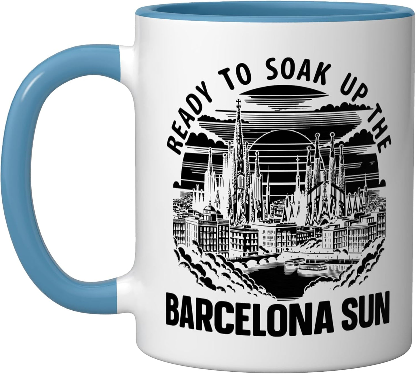 Taza Cerámica Barcelona Skyline Azul/Blanco