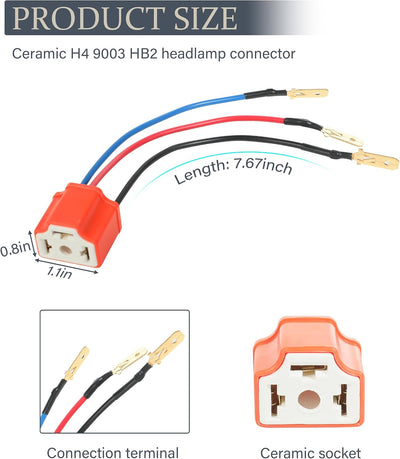 2 Pzas Enchufe H4/9003 Cerámica Accesorio Auto