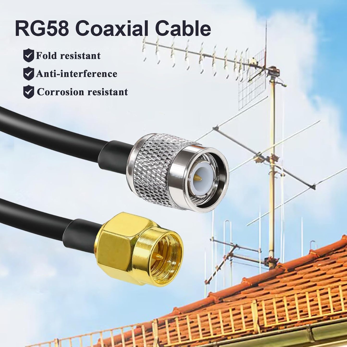 Cable adaptador SMA a TNC RG58 5m para LAN inalámbricos