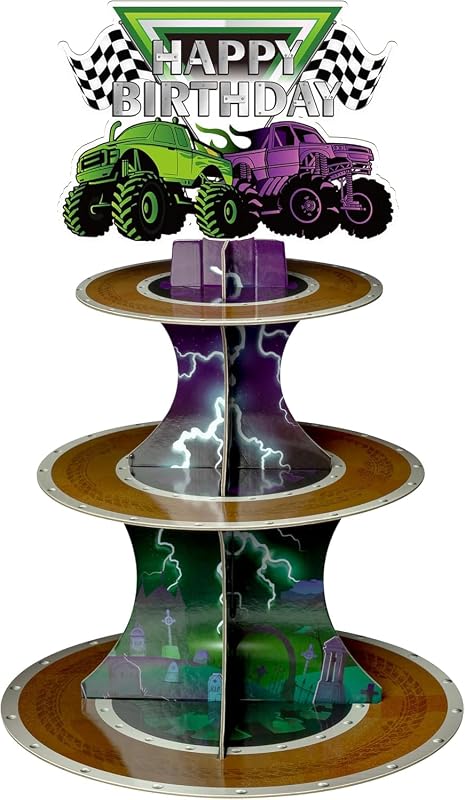 Soportes cupcakes 2 pzas 3 niveles camión monstruo