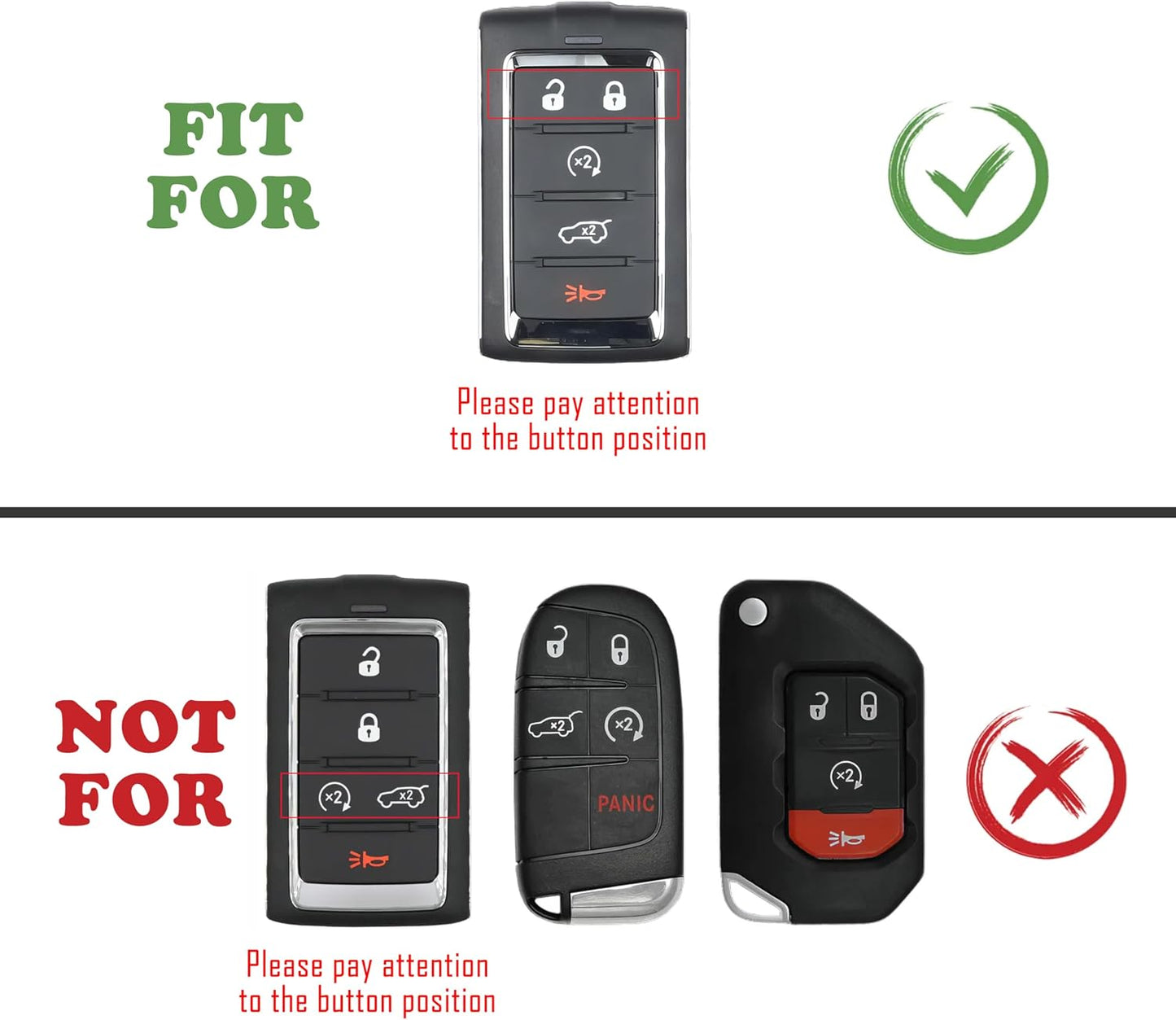Funda llavero 5 botones Jeep Grand Cherokee 2uds negro