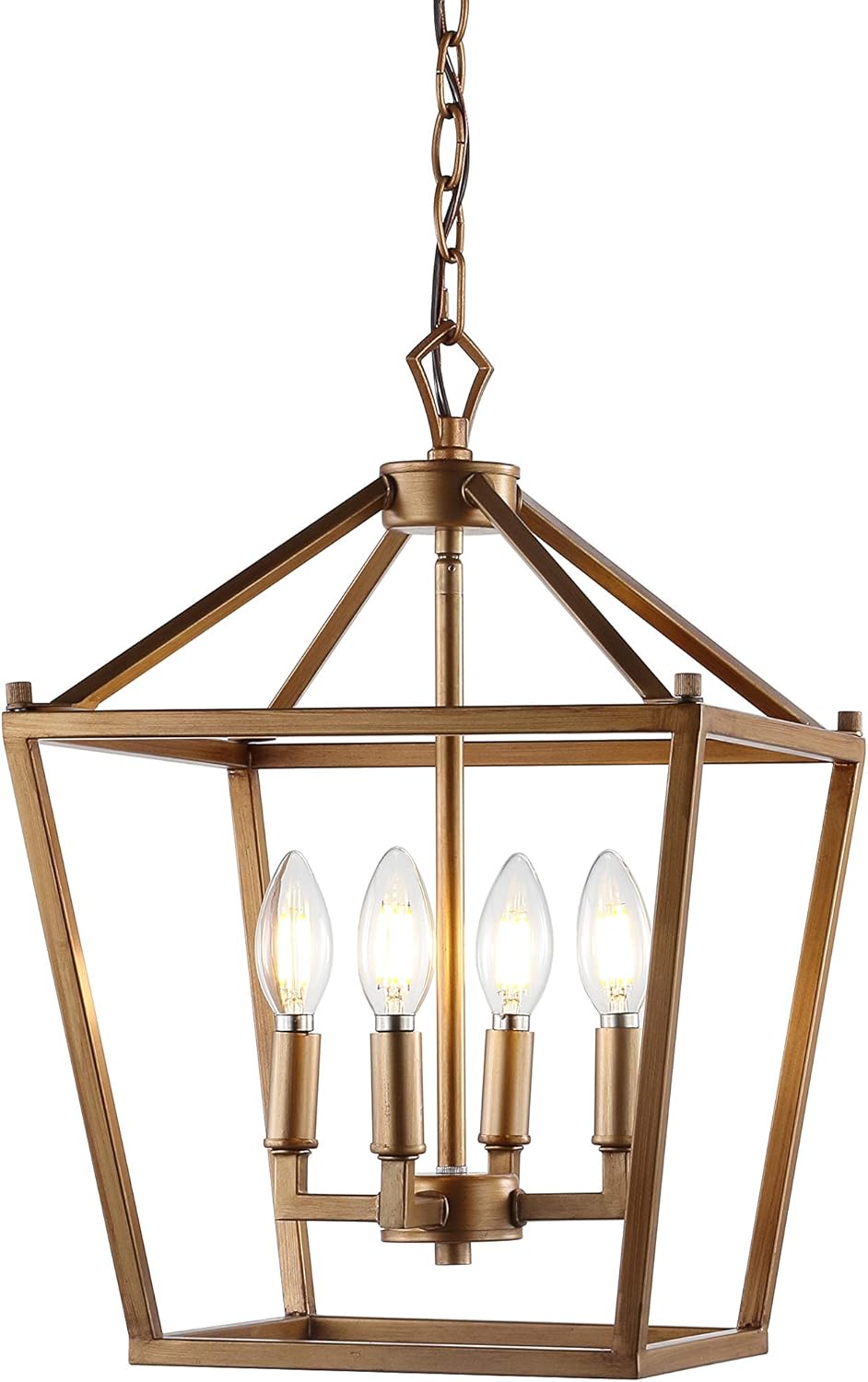 Linterna pagoda metal LED 4 bombillas color dorado