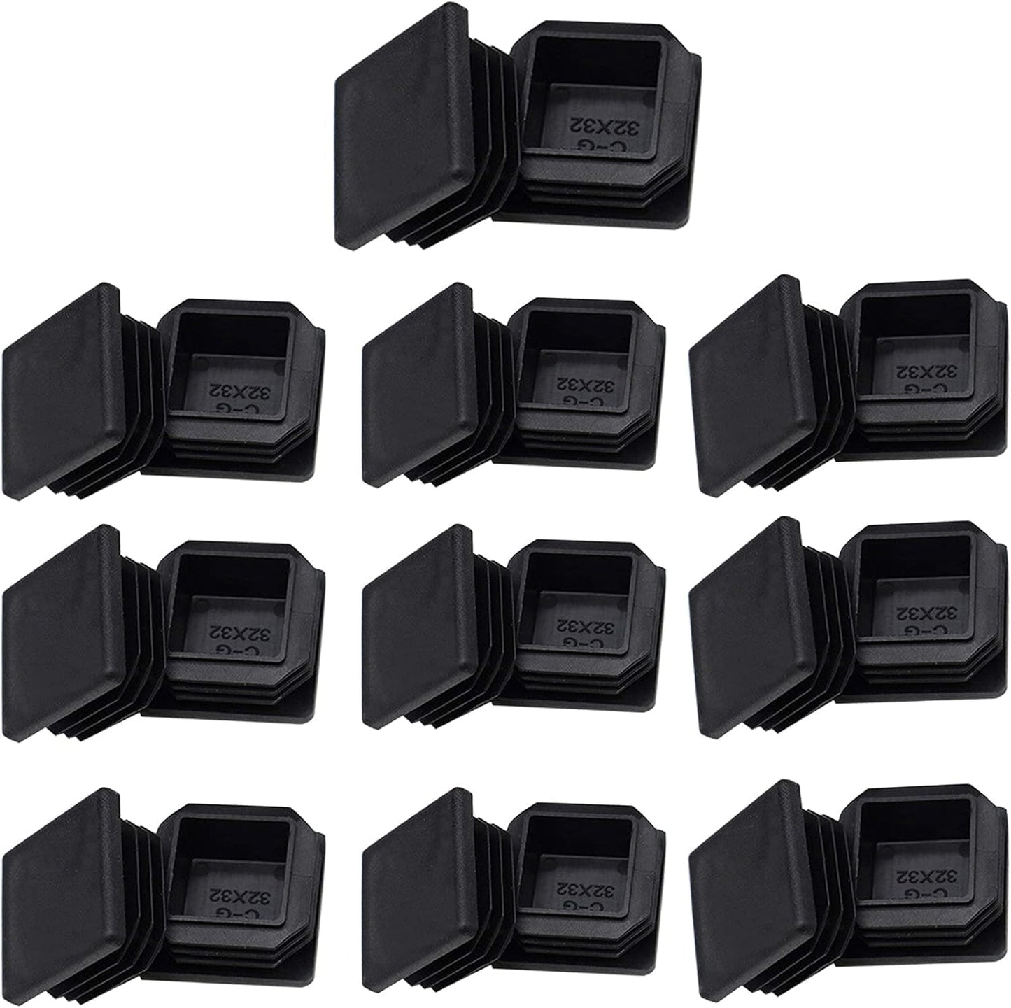 Tapones cuadrados plástico 1.26pulg para silla poste negro pack 20