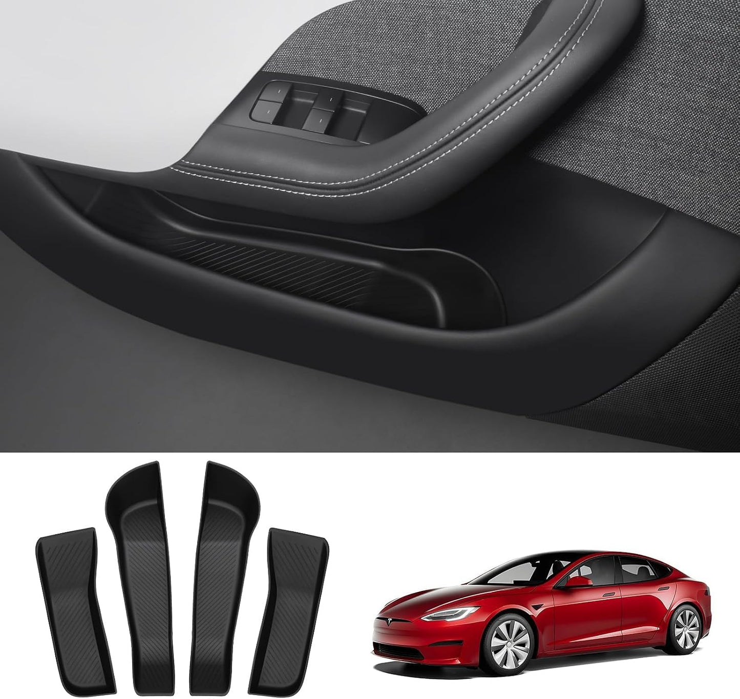 Caja almacenamiento puerta Tesla Model S 2021-26 con forro