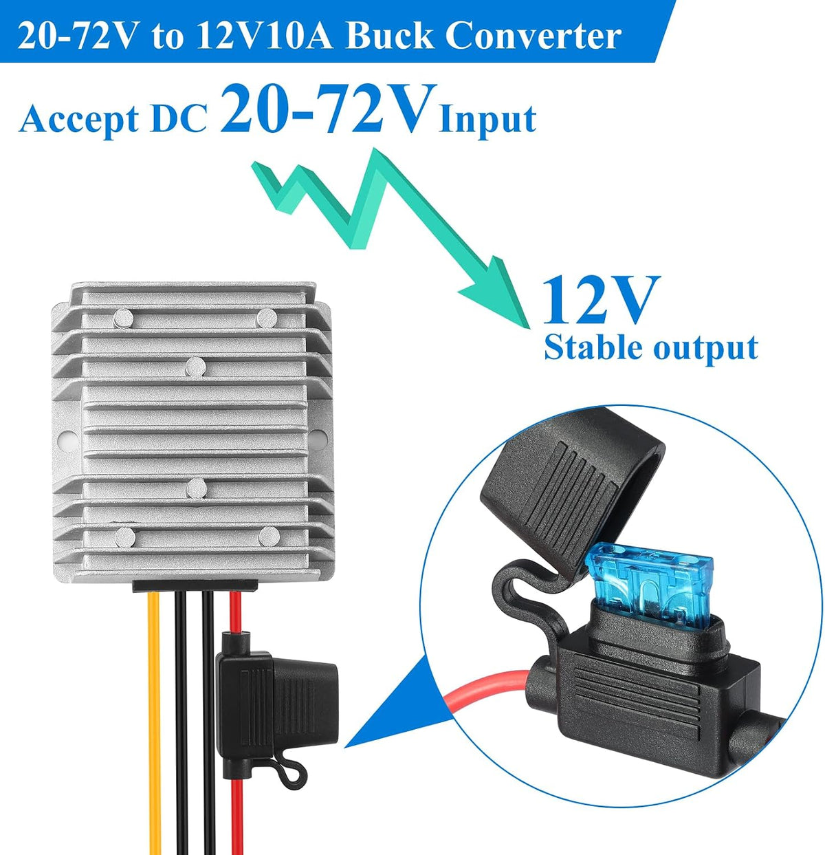 Convertidor 20V-72V a 12V 10A 240W impermeable