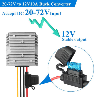 Convertidor 20V-72V a 12V 10A 240W impermeable