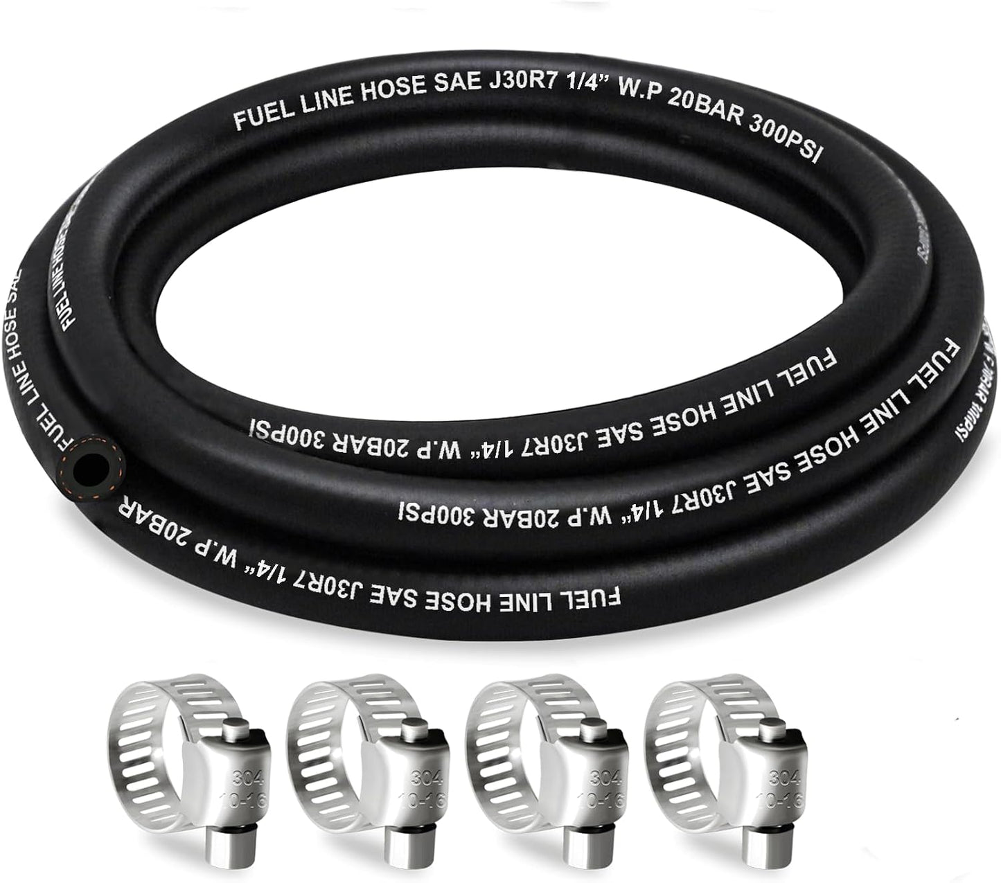 Manguera combustible NBR J30R7 1/4pulg 5ft con 4 abrazaderas