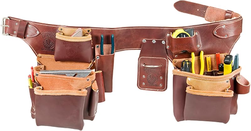 Conjunto cinturón herramientas 5 bolsas cuero alta calidad